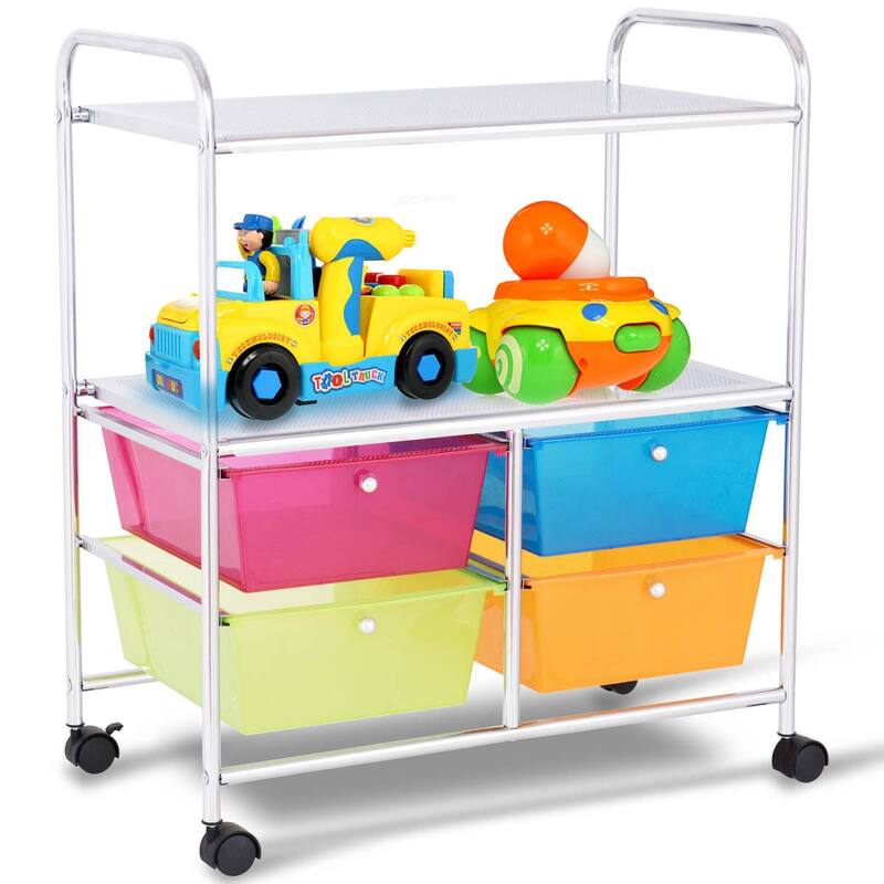 Costway 4Drawer Rolling Storage Cart shelf Scrapbook Paper Office - See Details