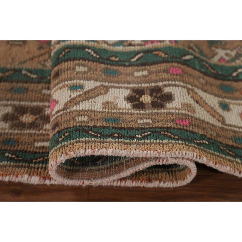 Geometric Hamedan Persian Vintage Area Rug Handmade Wool Carpet - 6'7"x 10'4"