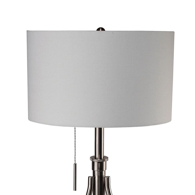 Vintage Look 1pc Floor Lamp Brushed Steel Tripod Legs Unique Lamp Pull Switch 32"H