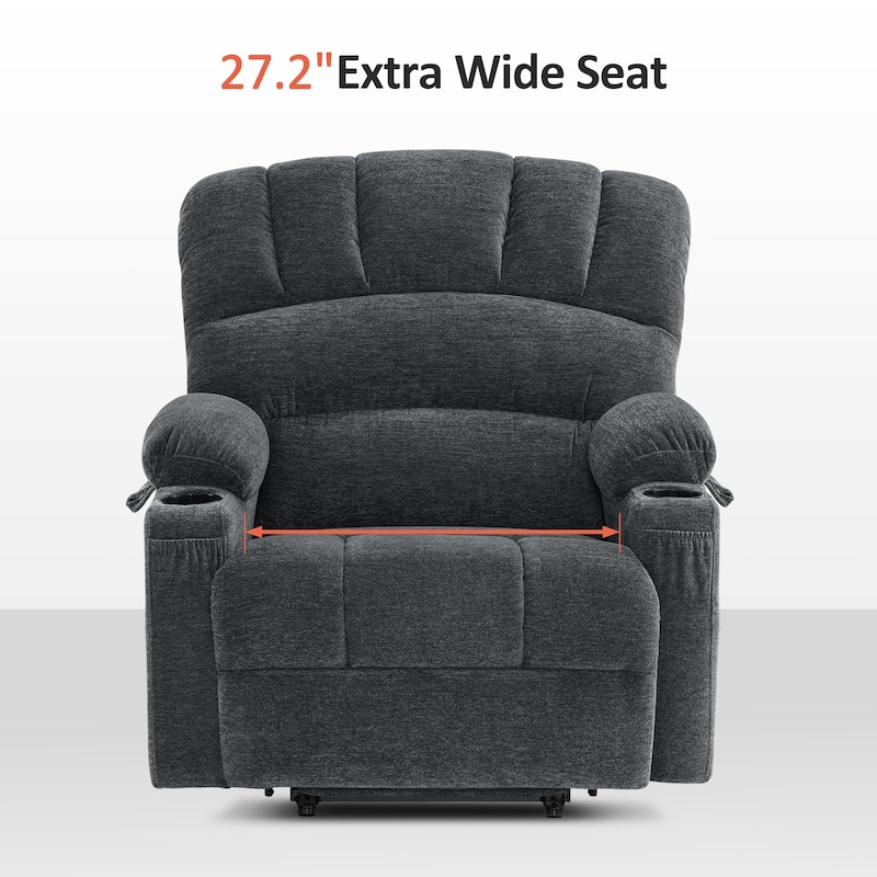 MCombo Power Lift Recliner Chair with Massage and Heat for Big Elderly People, Fabric R7092 (Large-Wide)