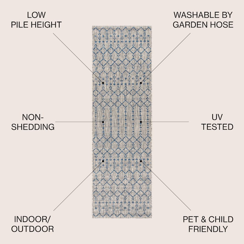 JONATHAN Y Trebol Moroccan Geometric Textured Weave Indoor/Outdoor Area Rug