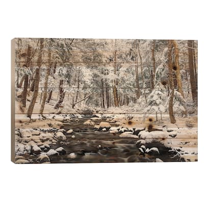 Stream In Winter, Nova Scotia, Canada - Horizontal Print On Wood by Scott Leslie - Multi-Color