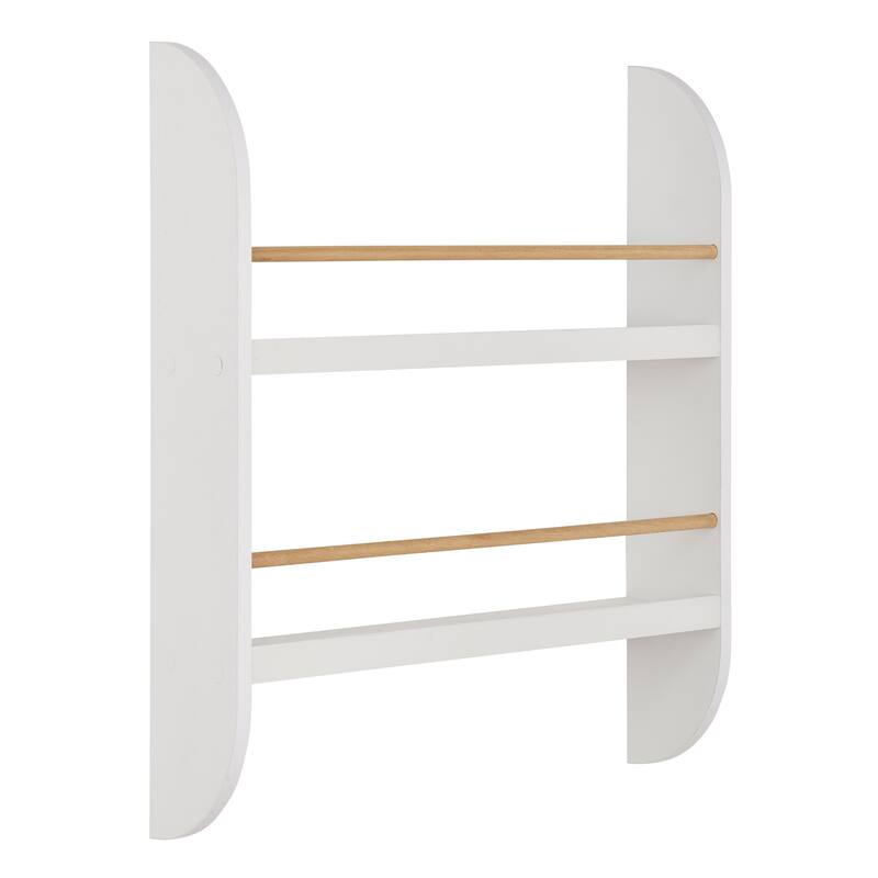 Danya B. Steiner White Rounded Contemporary 2-Tier Kids Wall-Mount Bookcase with Contrasting Wood-toned Rods