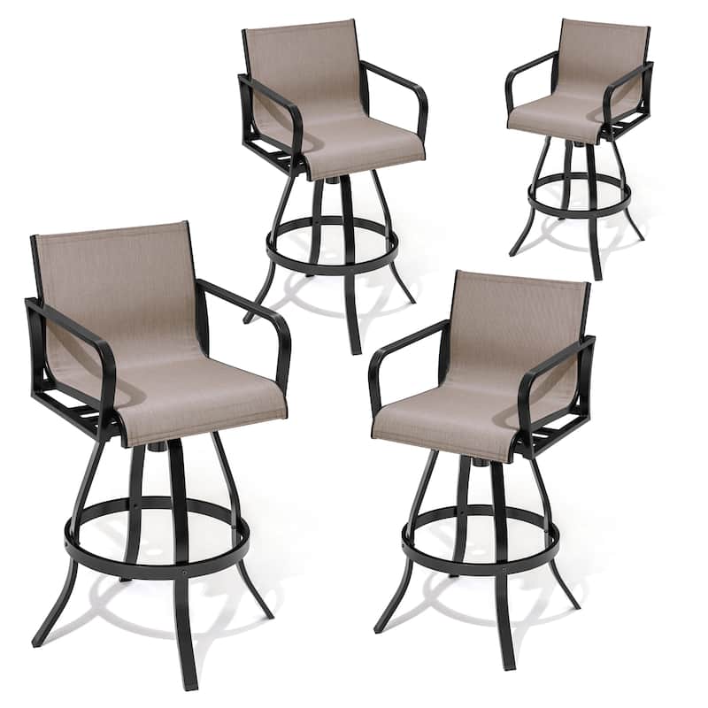 Outdoor Barstools with Back, Bar Stools Swivel Bar Chairs Set of 4, Bar Height, with Sunbrella Textilene Mesh - See Picture