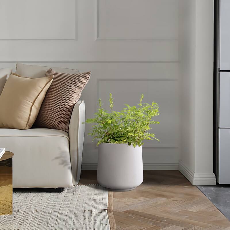 Small 13.4 in. Tall, Lightweight Concrete Indoor/Outdoor Round Planter