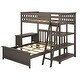 preview thumbnail 28 of 29, Max and Lily L Shaped Twin over Full Bunk Bed with Bookcase and Desk