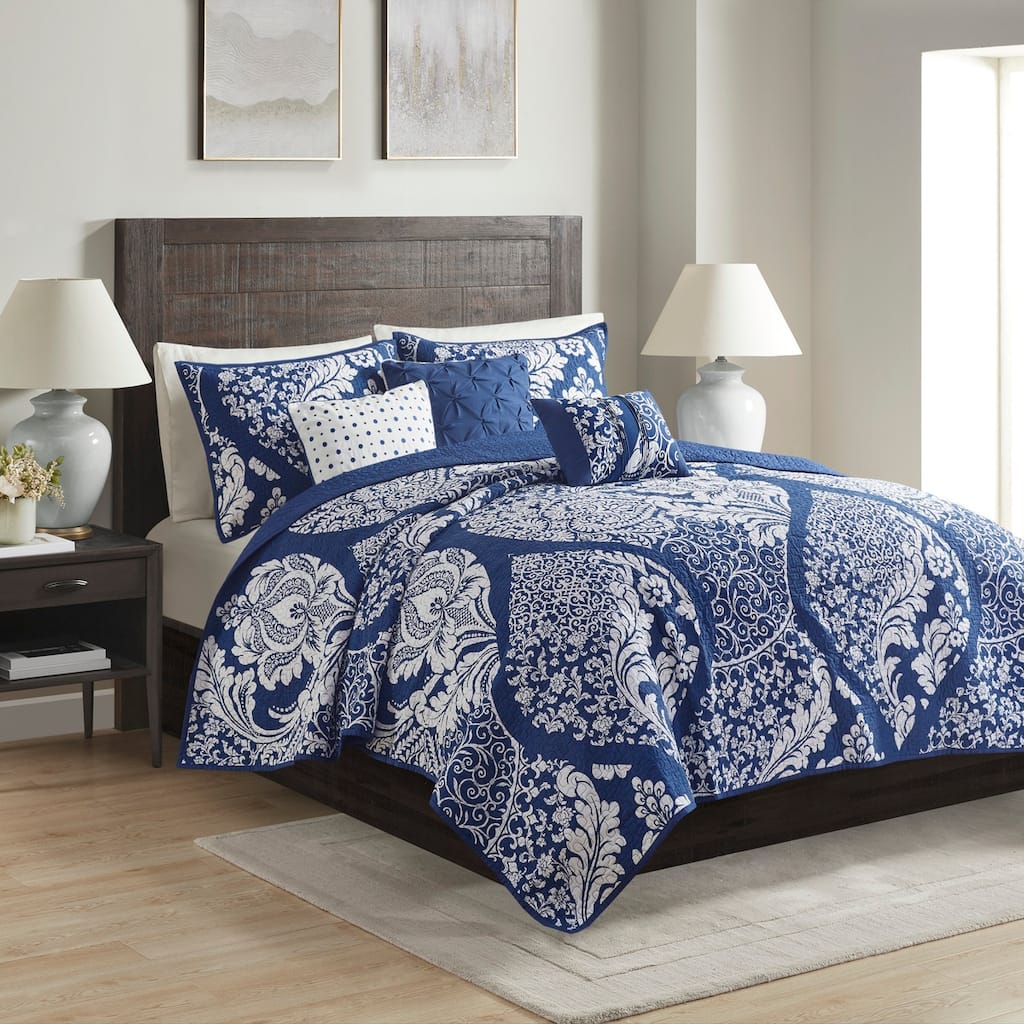 GDF Studio - Vienna Printed Cotton Reversible Quilt Set with Throw Pillows