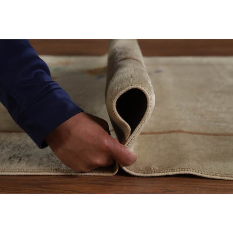 Hand Knotted Oriental 100% Wool Carpet Traditional Floral Beige & Ivories Art Deco Runner Rug - 11' 8'' X 3' 0''