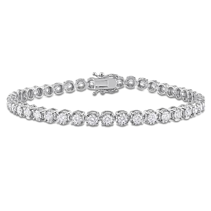 Miadora 3 3/4ct TW Diamond Tennis Bracelet in 14k White Gold