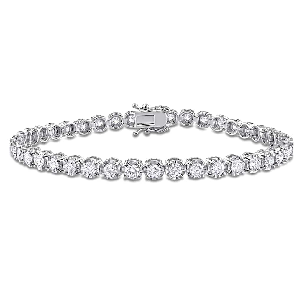 Miadora 3 3/4ct TW Diamond Tennis Bracelet in 14k White Gold