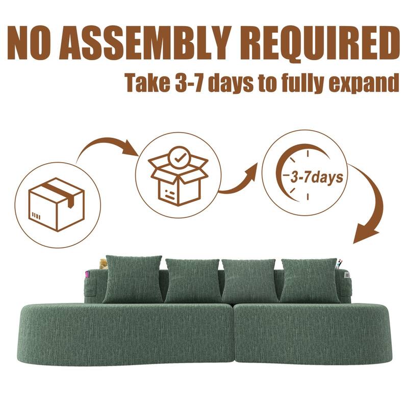 94.49" Chenille Curved Sectional Sofa with Pillows, No Assembly Required