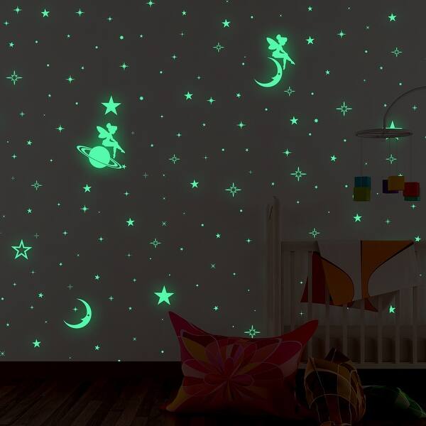 slide 2 of 5, Walplus Fairy Glow in Dark Sky Wall Stickers Decals DIY Nursery Decor