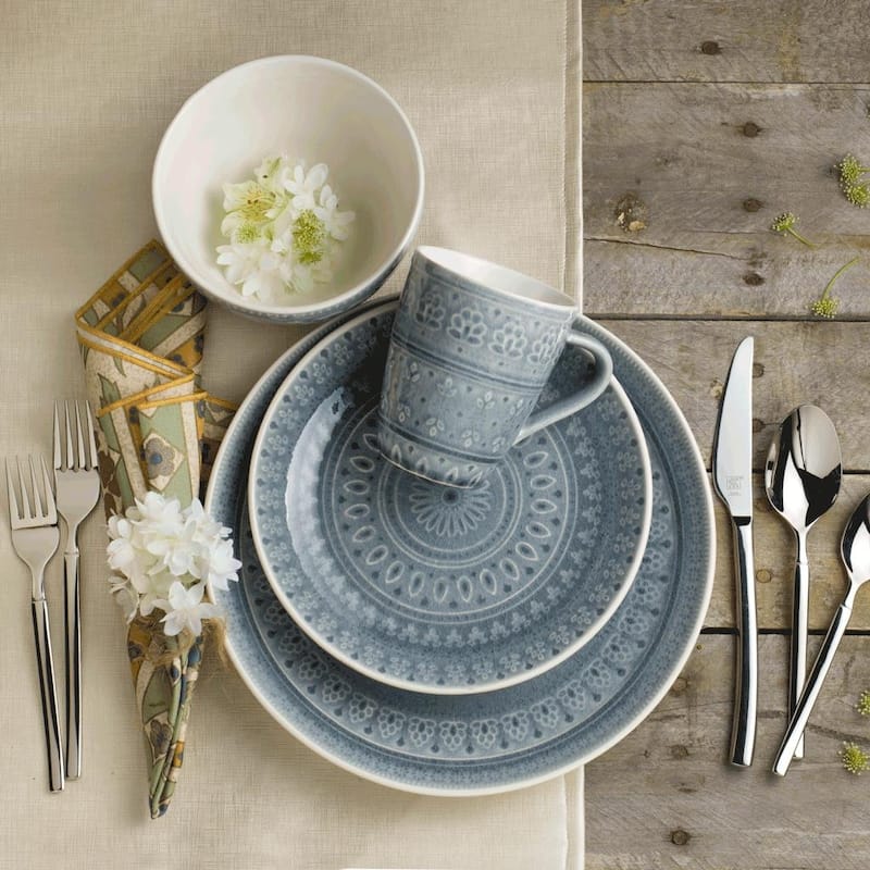 Euro Ceramica Fez Reactive 16 Piece Dinnerware Set (Cereal Bowl Assorted) - Service for 4