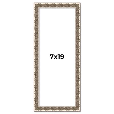 7x19 Frame Silver Versailles Ornate Solid Wood Picture Frame | 1 Inch