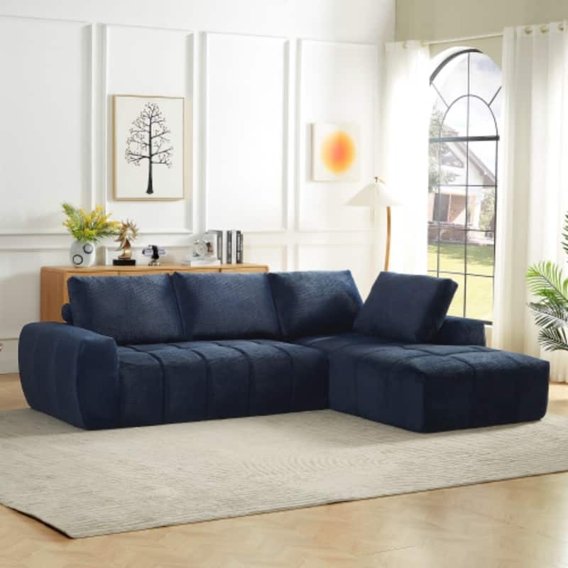 111.4" L-Shaped Mnimalist Faux Fur Sectional Oversized Sofa for Living Spaces