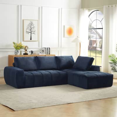 111.4" L-Shaped Mnimalist Faux Fur Sectional Oversized Sofa for Living Spaces