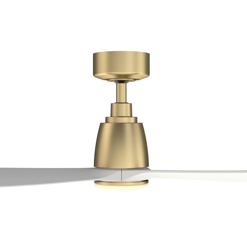 Kute - 52 inch Indoor/Outdoor Ceiling Fan with Matte White Blades - Brushed Satin Brass