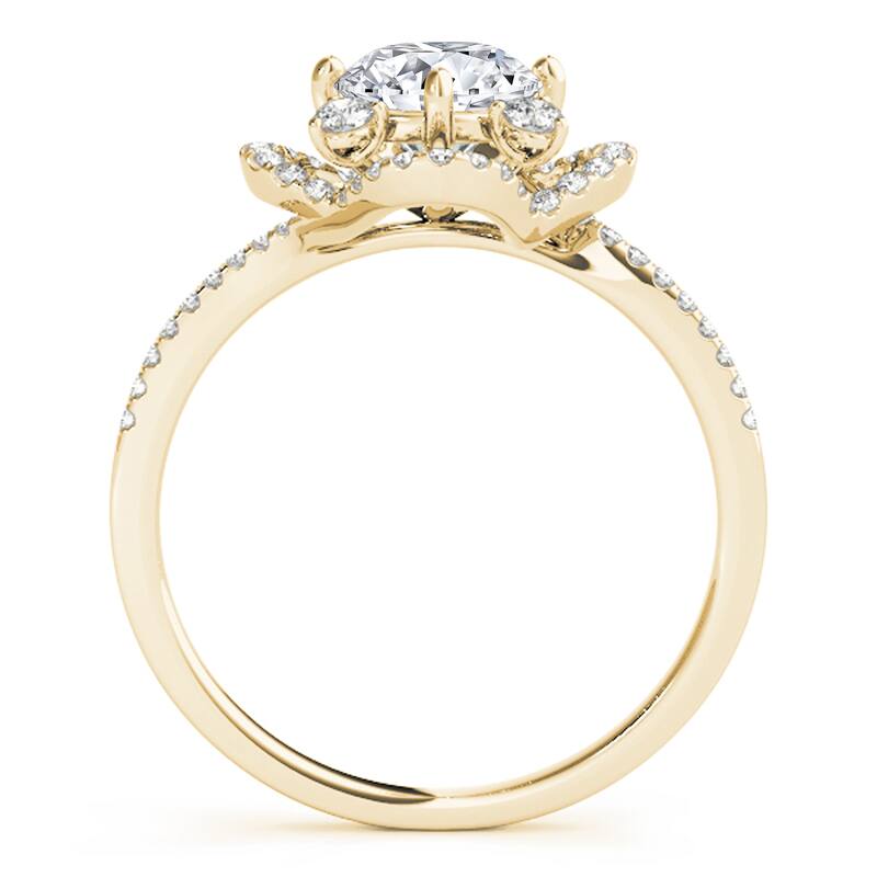 Auriya 14k Yellow Gold Lab Grown Round Diamond Halo Engagement Ring 0.50 to 5.00 ct. tw. (F-G VS)