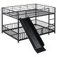 preview thumbnail 13 of 18, Full over Full Size Metal Bunk Bed with Slide and Guardrails,,Industrial Minimalist Metal Bed-Black