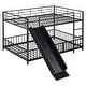preview thumbnail 33 of 38, Unique Design Full over Full Size Metal Bunk Bed with Slide and Guardrails