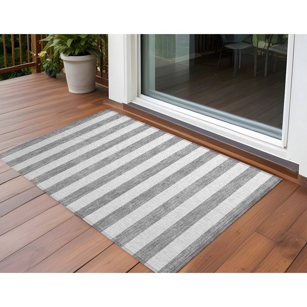 Fafi Stripe Weather Resistant Blended Style Outdoor Rug