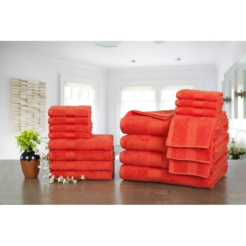 Luxurious Cotton 600 GSM Bathroom Towel Sets by Ample Decor - Set of 18