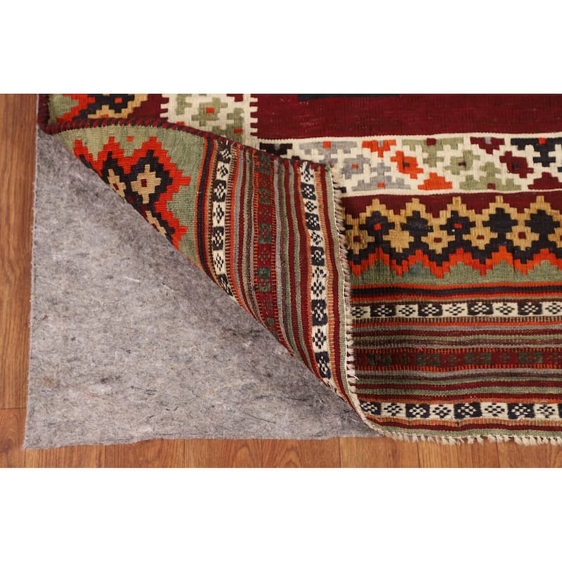 Tribal Kilim Qashqai Persian Vintage Area Rug Hand-Woven Wool Carpet - 4'10"x 7'10"