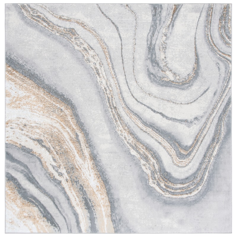 SAFAVIEH Orchard Clella Modern Abstract Rug - 6'7" Square - Grey/Gold