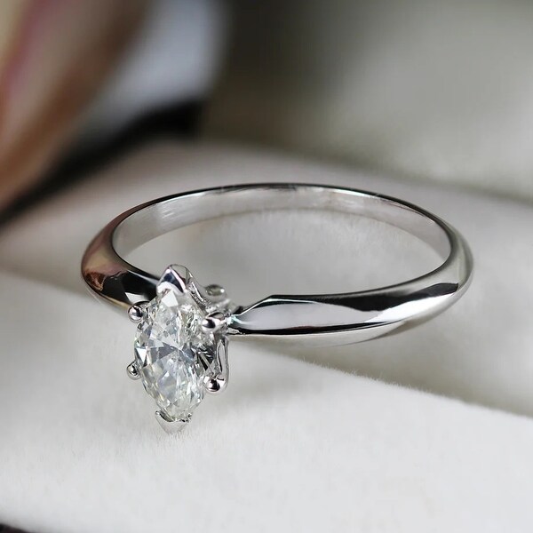 Auriya 14k Gold 1/2ctw Marquise-cut Solitaire Diamond Engagement Ring