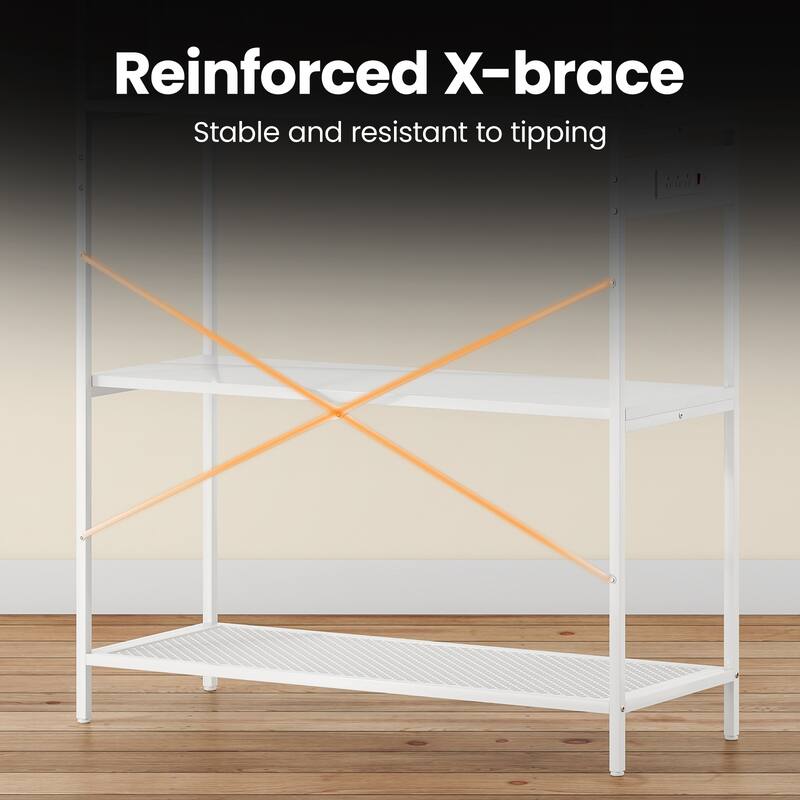 Large 5-Tier Bakers Rack with Electrical Outlets, 39 Inch Microwave Stand & Coffee Bar, Kitchen Storage Shelf for Home