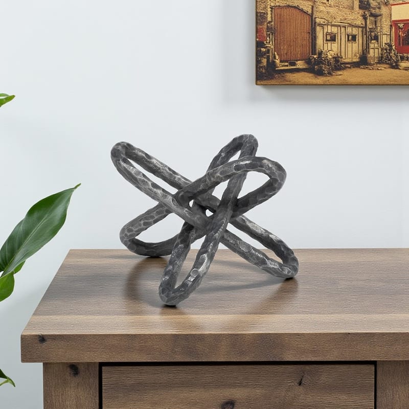 HomeRoots 10" Antiqued Silver Metal Chain Link Tabletop Sculpture