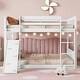 preview thumbnail 1 of 14, Twin Over Twin Floor Bunk Bed with Climbing Ramp White