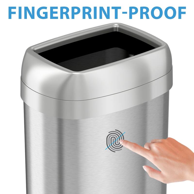iTouchless 16 Gal Stainless Steel Oval Open Top Trash Can with Filters