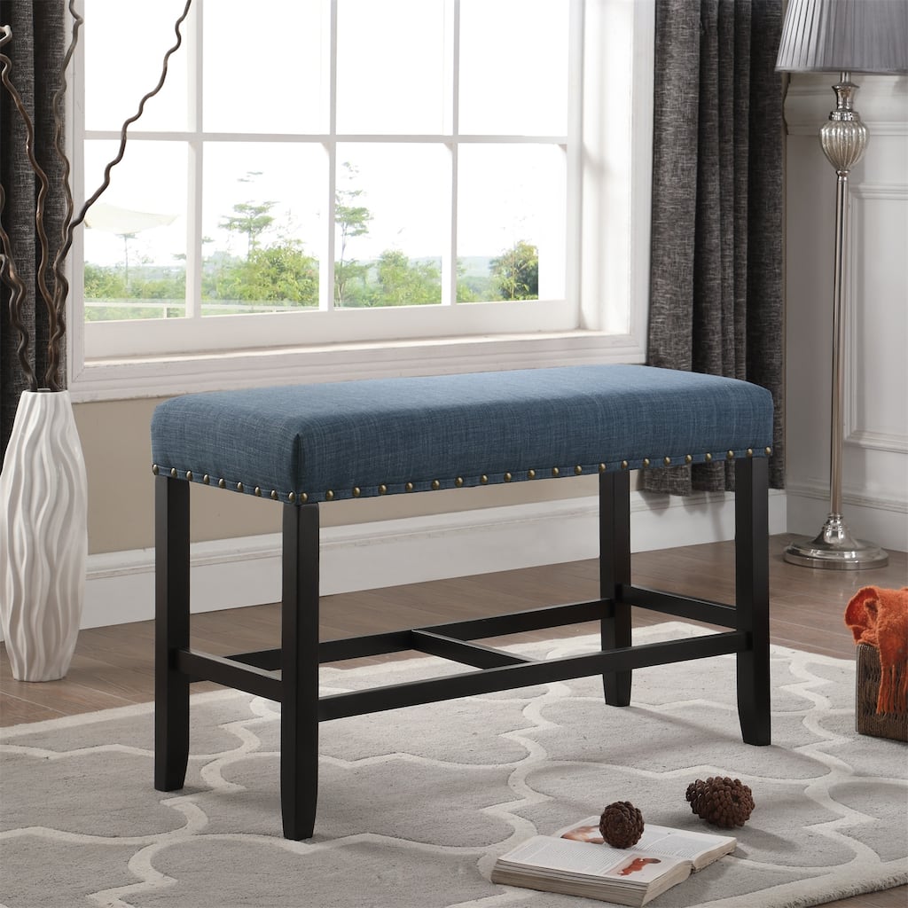 Fabric Counter Height Dining Bench with Nailhead Trim