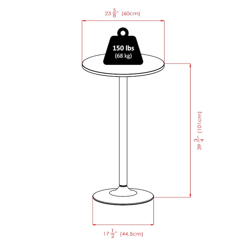 Obsidian 3-Pc Round Pub Table and Round Seat Bar Stools, Black - 13.58W x 13.58"D x 28.98"H