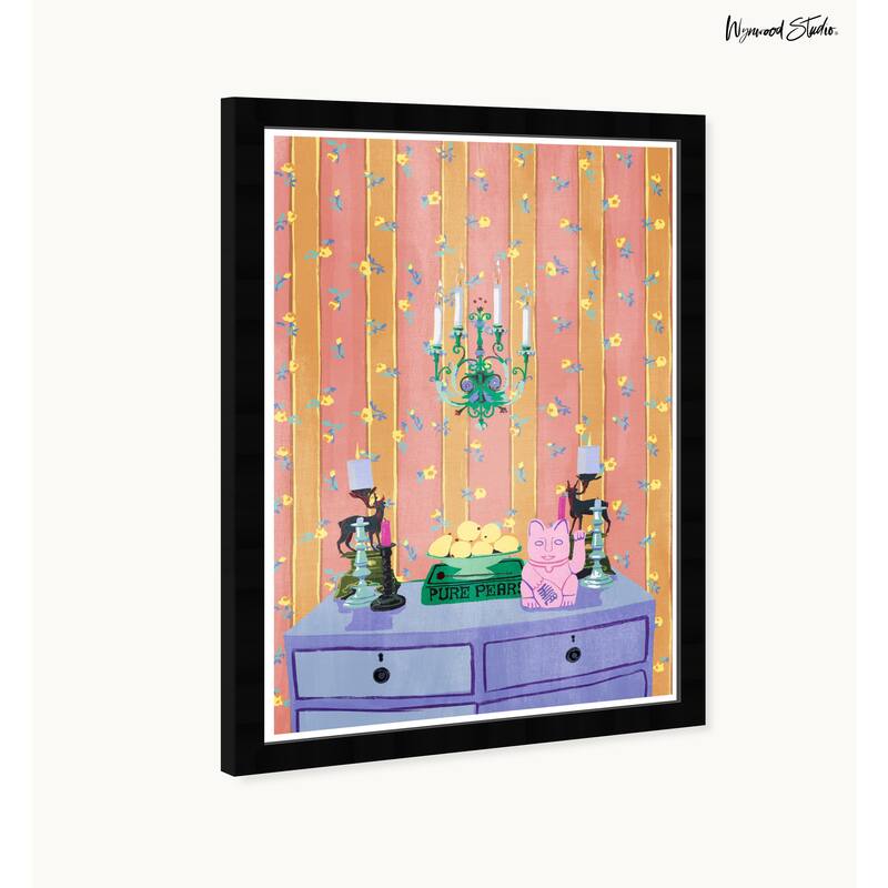 Wynwood Studio Lucky Night Stand Framed Trendy Maximalist Decor 1 Piece Canvas Wall Art