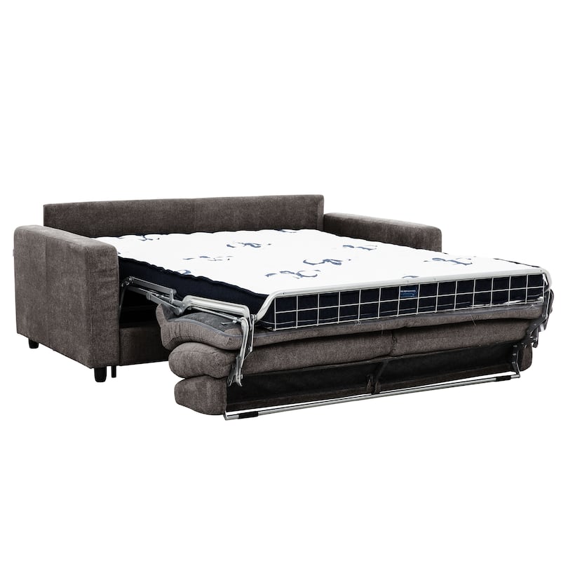 Stearns & Foster® Atillio 80 in.Queen Sofa Bed with Pocket Coil Mattress, Dark Brown