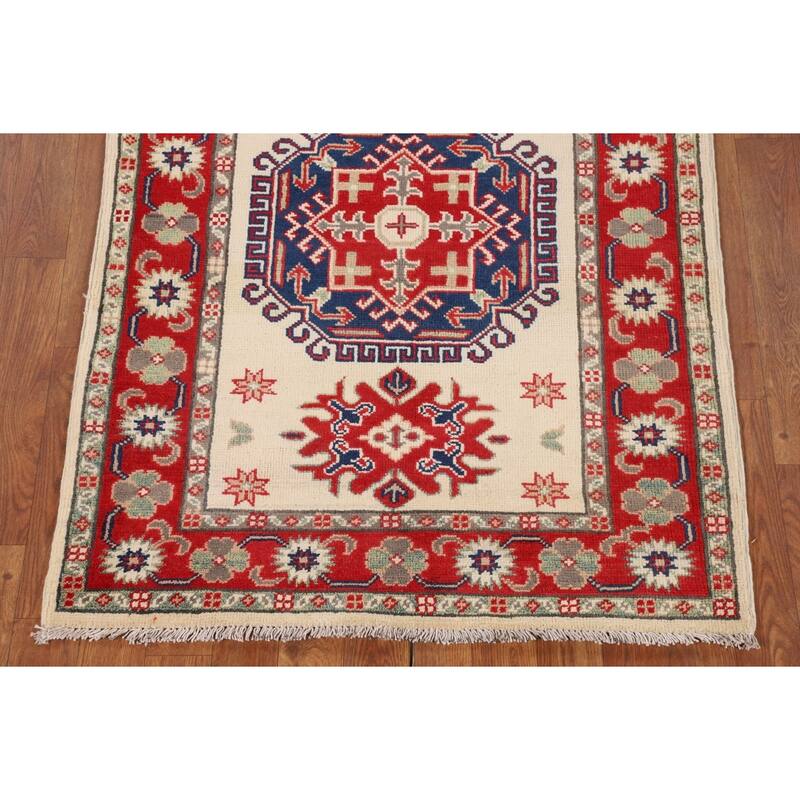 Kazak Oriental Accent Rug Handmade Wool Carpet - 3'0" x 4'0"