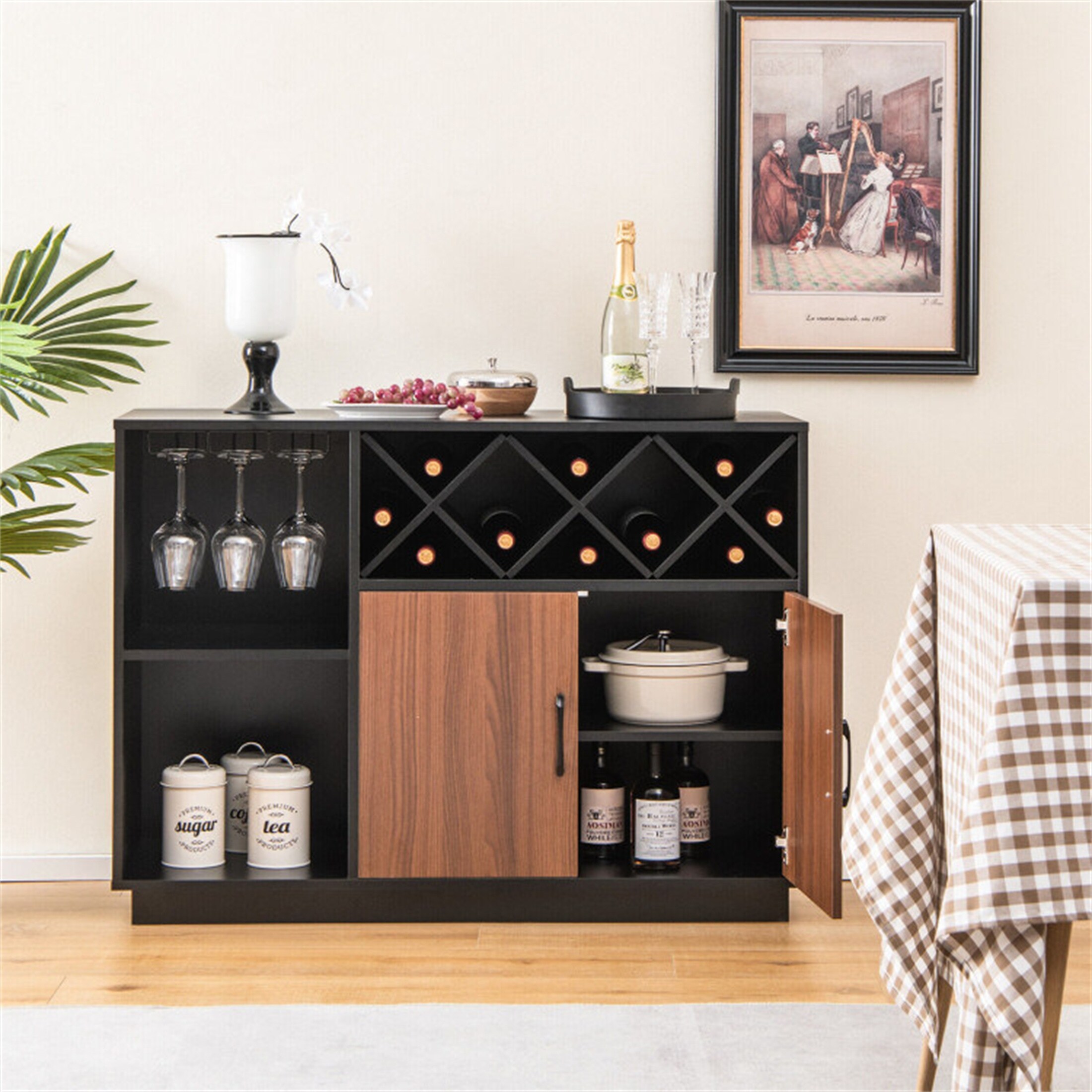 Industrial sideboard with shop wine rack