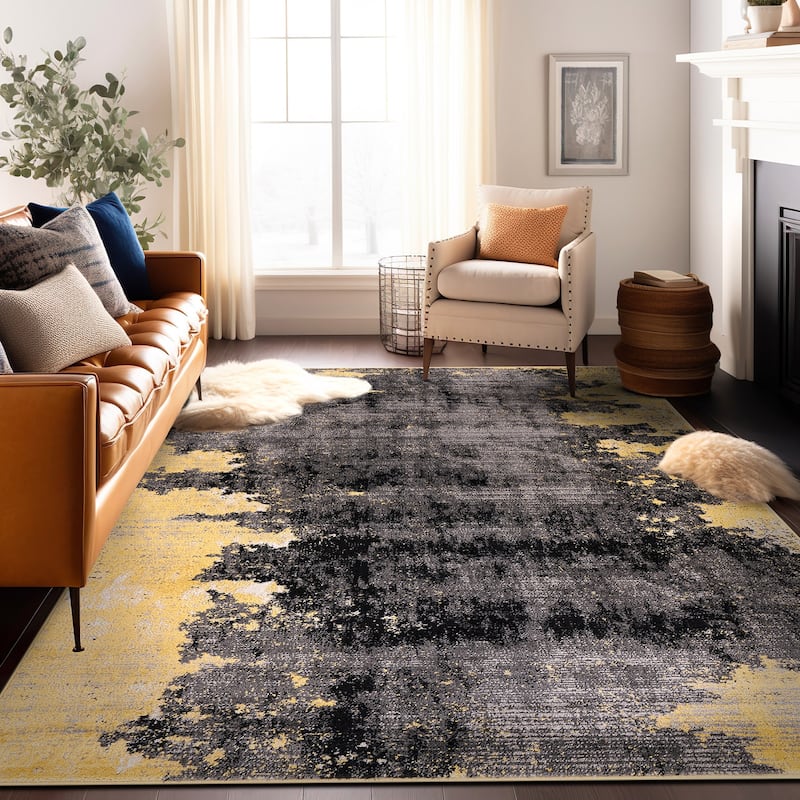World Rug Gallery Distressed Abstract Gray Area Rug
