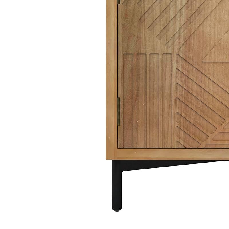 Antique brown 32 in. H Accent Cabinet with 2 Shelves and 4 Doors and 2 Drawer - 64.00" x 14.00"