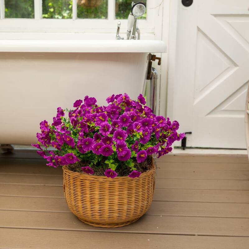 14-in UV Resistant Artificial Morning Glory Bush - Set of 12