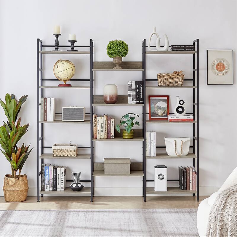 Bookshelf 5 Tier Etagere Bookcase, 70''H Tall Large Standing Bookcase