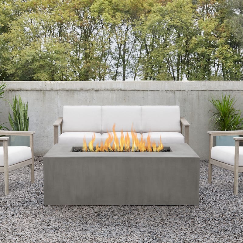 Provo Casual Rectangle Natural Gas Fire Table in Flint by Jensen - 60 x 30 x 19