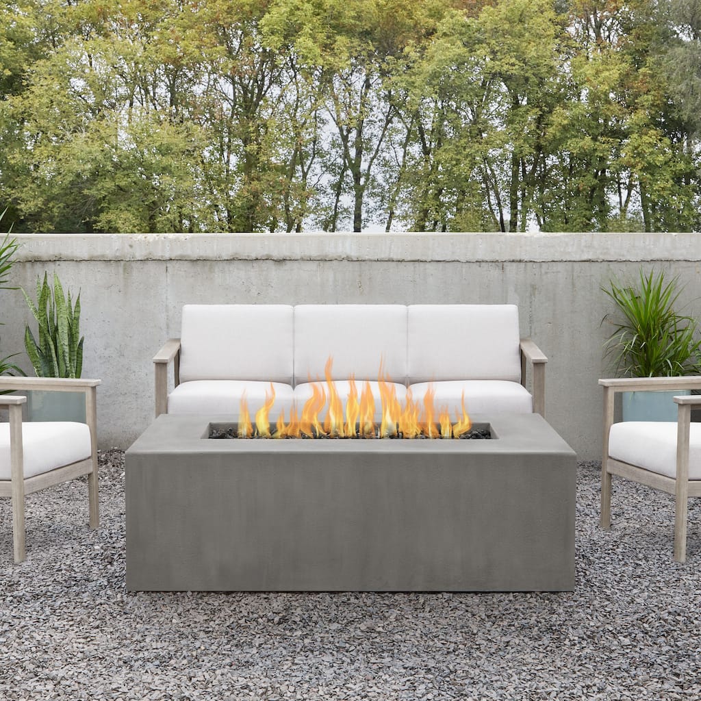 Provo Casual Rectangle Natural Gas Fire Table in Flint by Jensen - 60 x 30 x 19