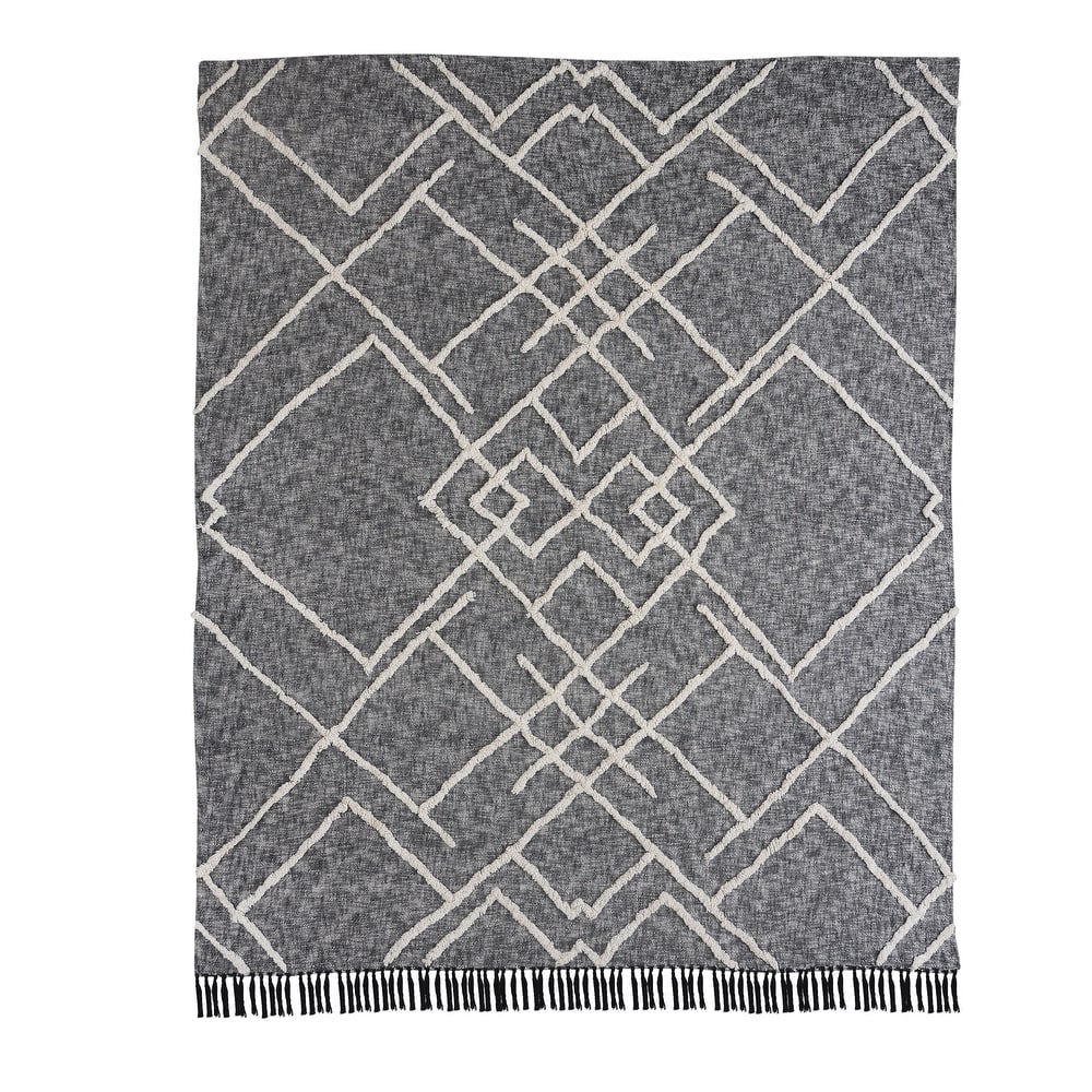 Sevita Tufted Geometric Diamond and Distressed Coverlet