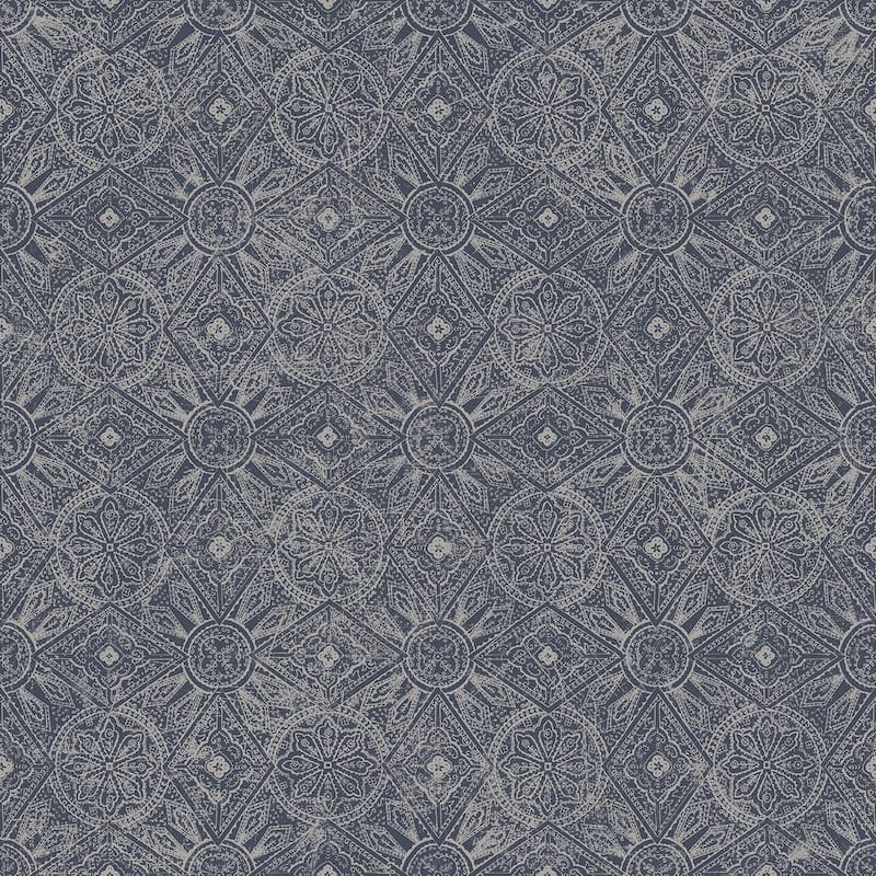 Galerie Wallcoverings Bazaar Geometric Moroccan Paisley Non-woven Metallic Wallpaper Roll - 33 feet x 21 inches - Blue
