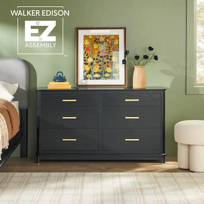 Walker Edison Wood 6-Drawer Dresser with Ultra-Easy Drawer Assembly