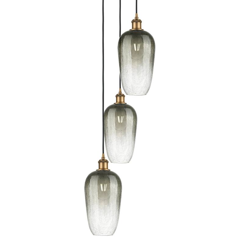 Innovations Lighting 113B-3P-46-14 Brookhaven Flute Pendant Brookhaven - Brushed Brass / Slate