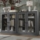 preview thumbnail 60 of 75, 100% Solid Wood Sideboard with Glass or Solid Wood Doors by Palace Imports - 64" x 35.75" Grey - Glass